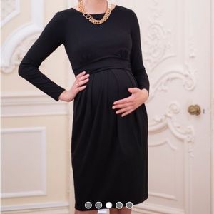 Seraphine Black Stretch Jersey Maternity & Nursing Dress